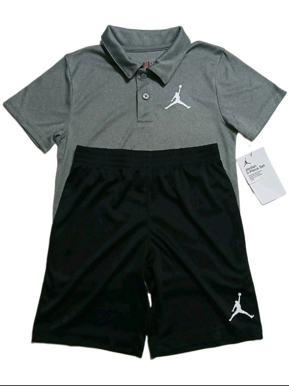 Jordan 2-Piece Set Boys Athletic Outfit Gray/Black Size 7 Large